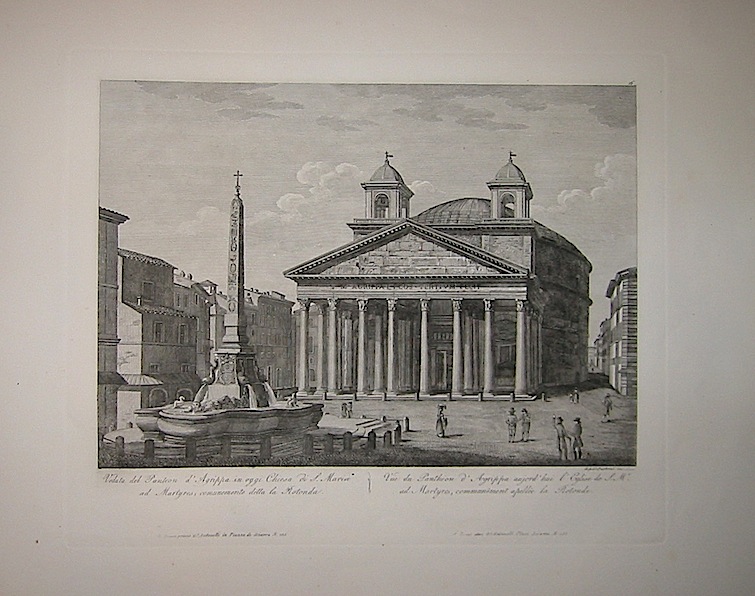 Parboni Achille (1783-1841) Veduta del Panteon d'Agrippa in oggi Chiesa di S. Maria ad Martyres, comunemente detta la Rotonda 1829 Roma 